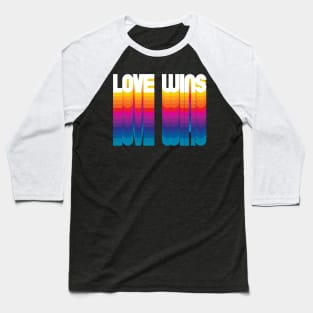 Retro Love Wins Personalized Gift Rainbow Style Baseball T-Shirt